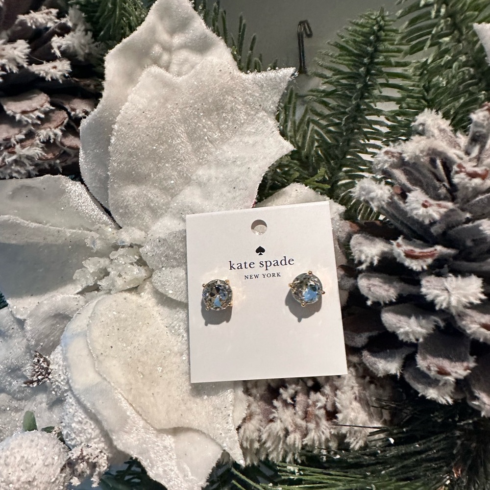 KATE SPADE CRYSTAL CLEAR STUDS EARRINGS NEW - Picture 3 of 4